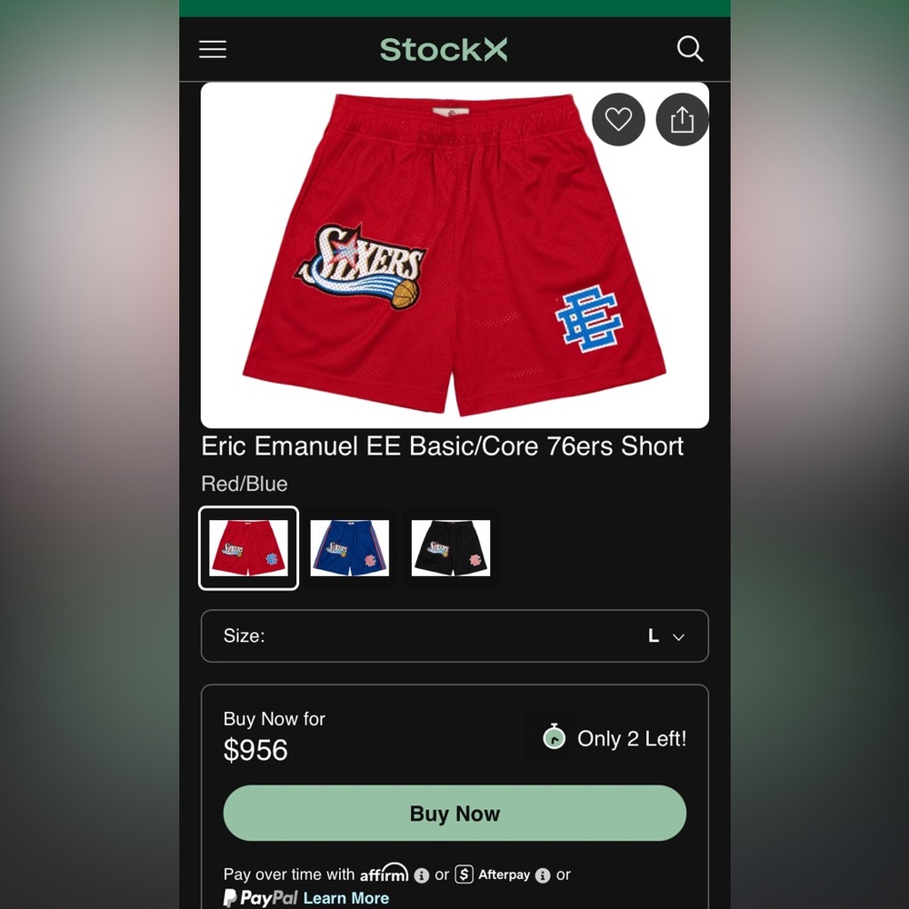 Eric Emanuel EE / Red Philadelphia 76ers Basketball Shorts